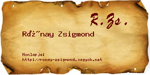 Rónay Zsigmond névjegykártya